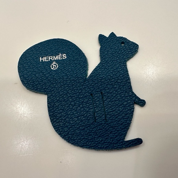 Hermes Chèvre Mysore Petit H Squirrel Ribbon Charm Blue - Picture 6 of 7